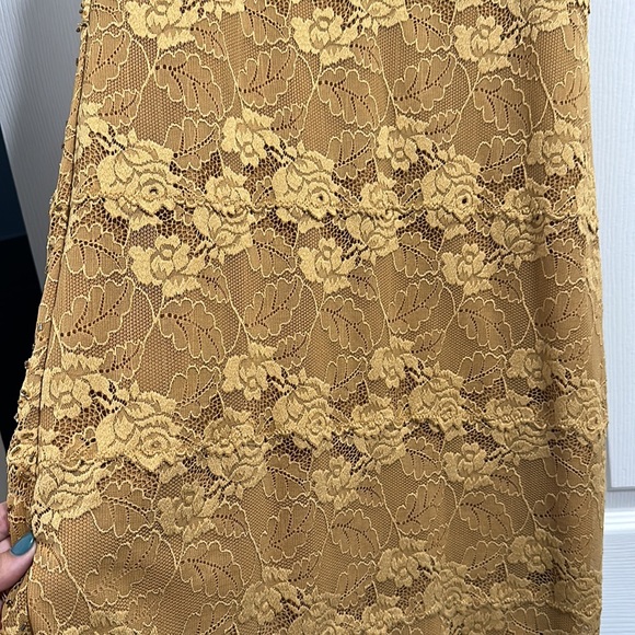 Gold Beaded Lace Formal Mini Dress - Size Large - Picture 8 of 9